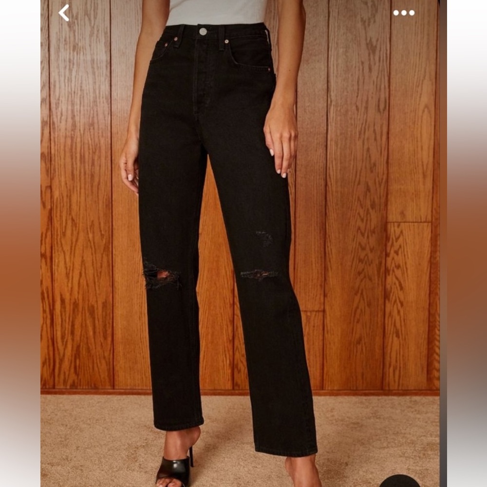 Aritzia Denim Forum The Joni High Rise Loose 90s Distressed Jeans Black